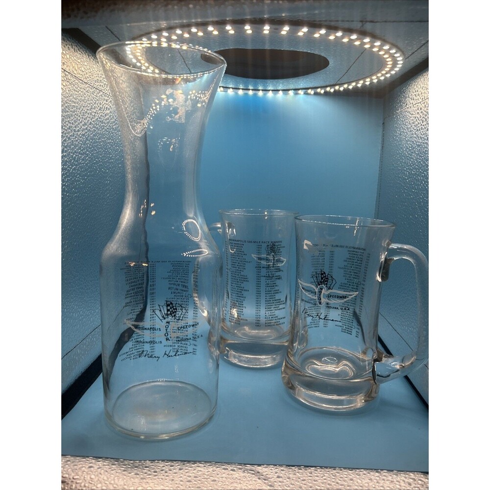 1983 Indianapolis Motor Speedway Indy 500 Mary Hulman Memorial Glassware Set